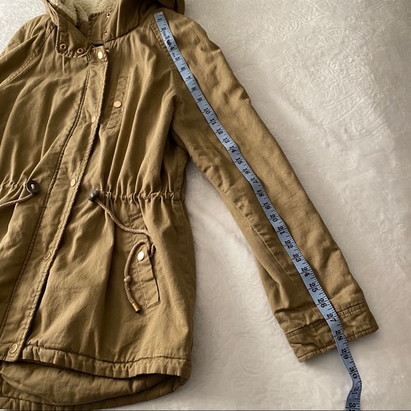 Tan Fleece Anorak Hood Lined Coat - Picture 6 of 11